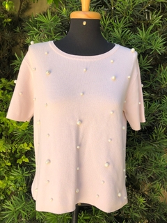ZARA KNIT - BLUSA TRICOT PÉROLAS - M