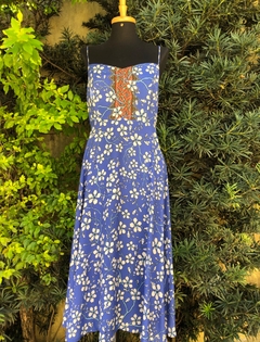 FARM - VESTIDO MIDI AZUL FLORAL