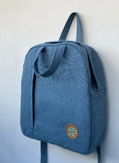 Mochila Média Linho Azul Acinzentado - comprar online