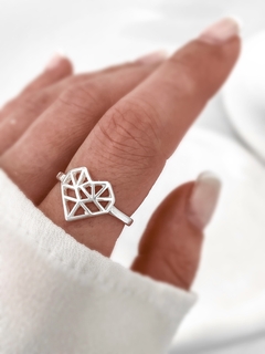 Anillo corazón geométrico P925 - comprar online