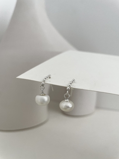 Aros plata y perla de río P925 - comprar online