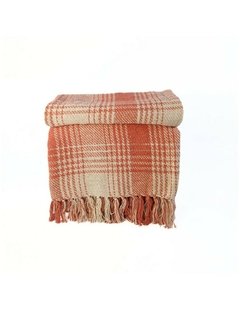 MANTA CUADROS TERRACOTA. - comprar online