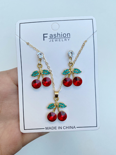 Conjuntos cereza dorados - joyería rubí