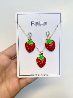Conjuntos cereza dorados - joyería rubí