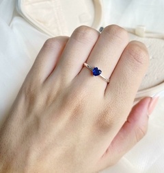 Anillo corazon mini azul