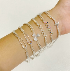 COMBO 6 PULSERAS ACERO BLANCO