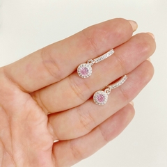 Argolla circulo rosa strass