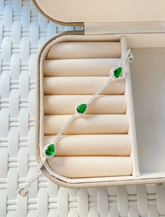 Pulsera strass gota verde