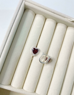Argolla corazon cubic con strass - tienda online