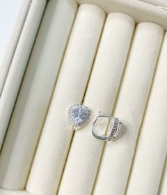 Argolla corazon cubic con strass