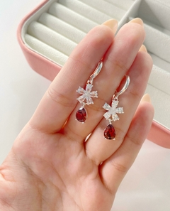 Argolla flor colgante - joyería rubí