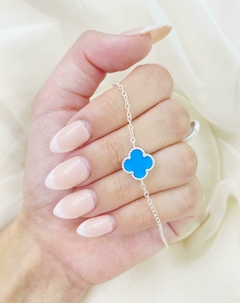 Pulsera trebol celeste 925