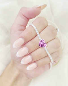 Pulsera cora y strass 925