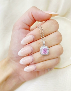 Conjunto strass y cubic rosa