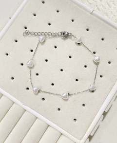 Pulsera corazones perlas