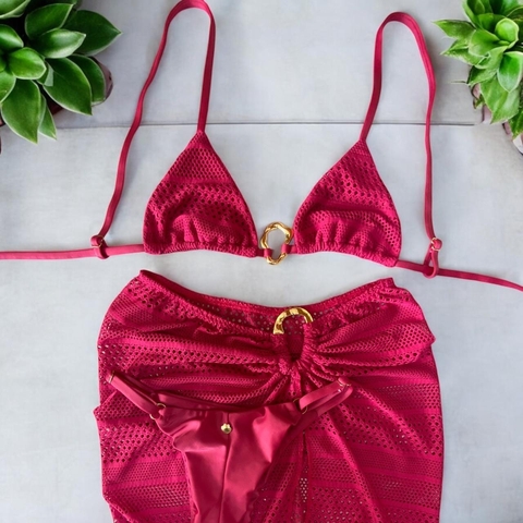 Conjunto Biquíni Cortininha Argola Orgânica com Saia - comprar online