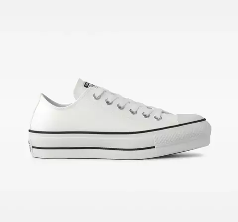 Tênis All Star Chuck Taylor Cano Baixo PLATAFORMA BRANCO COURO - CT09830001