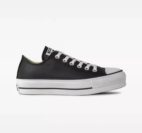 Tênis All Star Chuck Taylor Cano Baixo PLATAFORMA PRETO COURO - CT09830002