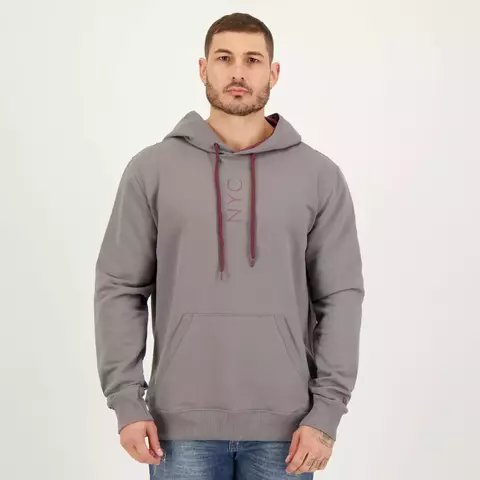 Moletom New Era Canguru Simple Sig N NYC Chumbo - NEI20MOL009