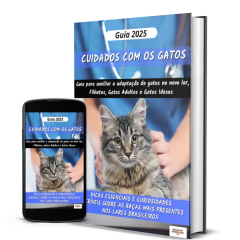 Ebook "Cuidados com os Gatos": Guia completo para adaptação e saúde de gatos filhotes, adultos e idosos, com dicas essenciais.