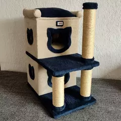 Arranhador para Gatos, Casinha e Caminha Sustentavel 3 em 1 - Modelo Duplex para até 3 gatos de 10kg - loja online