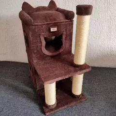 Imagem do Arranhador para Gatos, Casinha e Caminha Sustentavel 3 em 1 - Modelo Duplex para até 3 gatos de 10kg