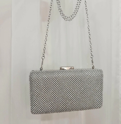 Cartera de fiesta- cluch plateado con strass - comprar online