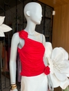 BLUSA UM OMBRO SO PLISSADA FLOWER