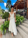 VESTIDO MIDI LINHO BORDADO FLOR