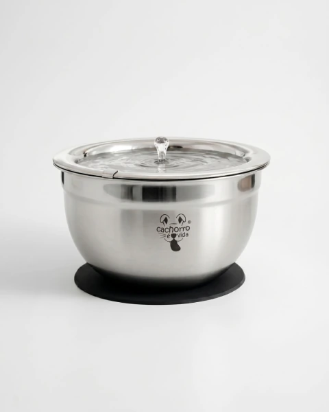Fonte Bebedouro Inox Clean Cães e Gatos (sem torneira) + Tapete + 1 Ano de Filtros + Kit Limpeza - 2 litros - Bivolt