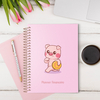 Planner financeiro capa rosa porquinho carregando moeda