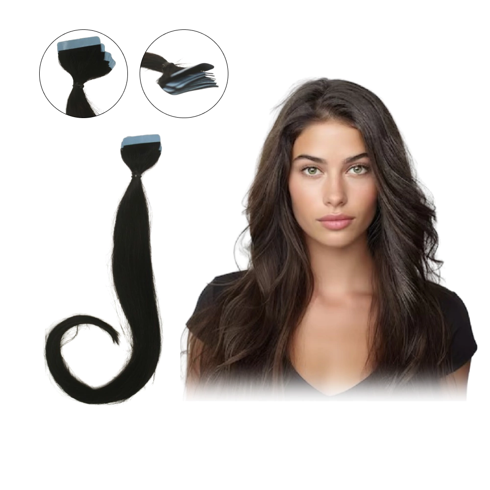 Mega Hair Fita Adesiva Cabelo Humano 40cm Castanho escuro