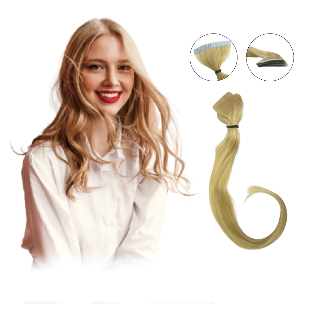 Mega Hair Fita Adesiva Cabelo Humano 40cm Loiro claro