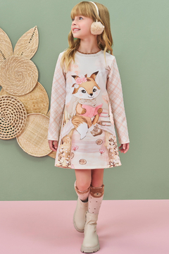 Vestido em Fly Tech. Acompanha Acessório de Cabelo