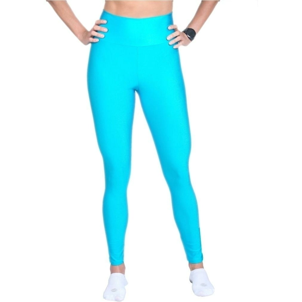 Calça Legging Cirrê Gloss Disco Cintura Alta Ozzo Cor Azul Piscina