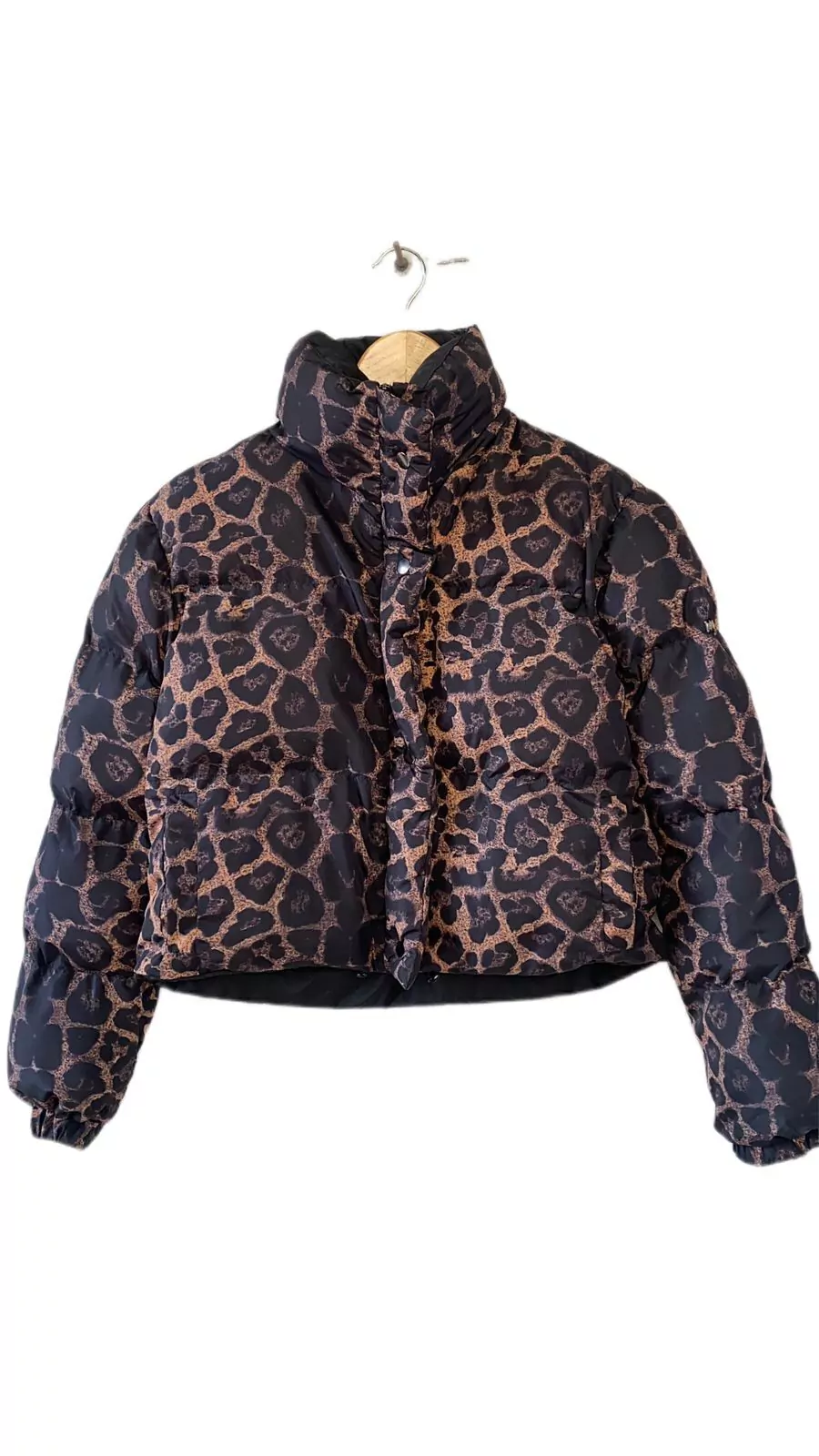 Puffer cropped veludo/ leopard