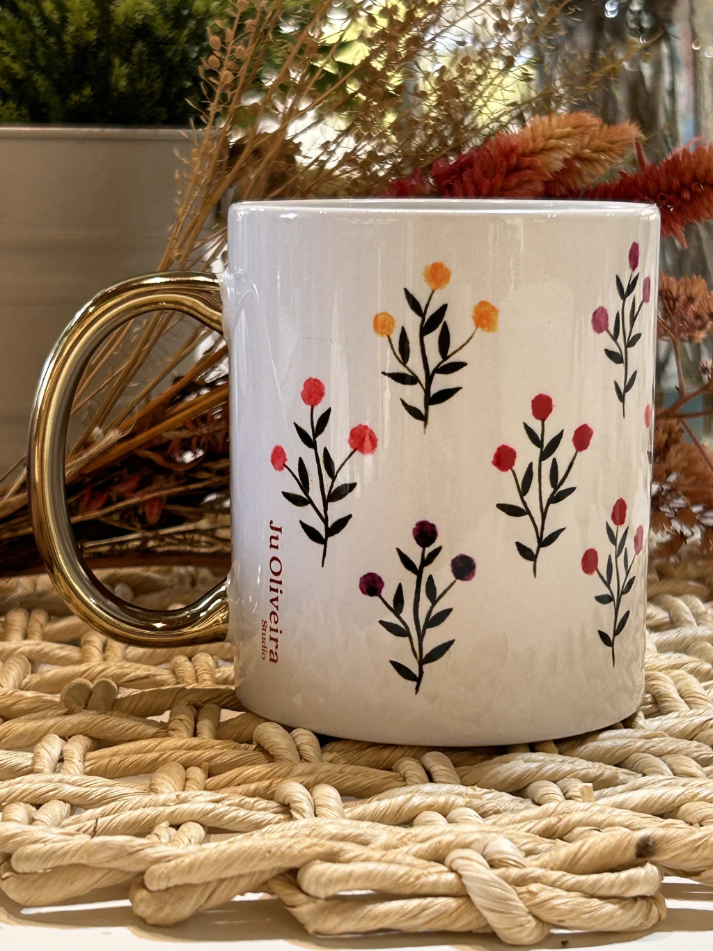 Caneca Mini Floral Golden