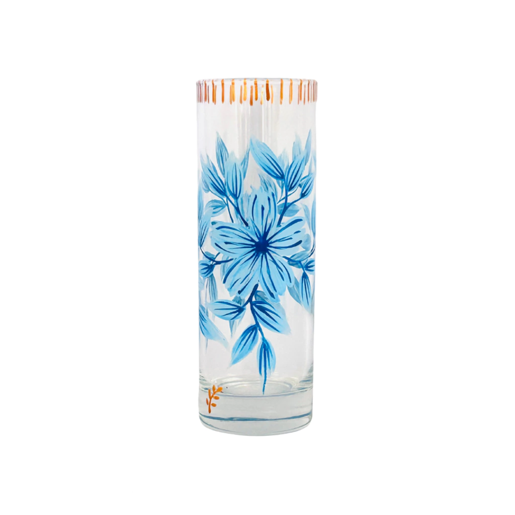 Set Copos Long Drink - Floral Azul