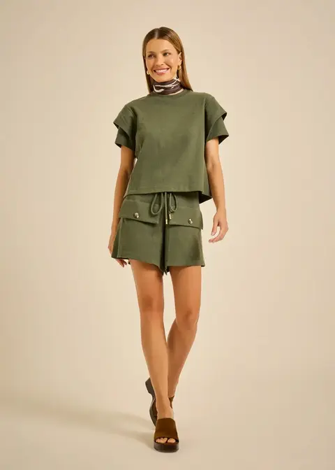 SHORTS MOB DE MALHA COM BOLSOS FRENTE - VERDE