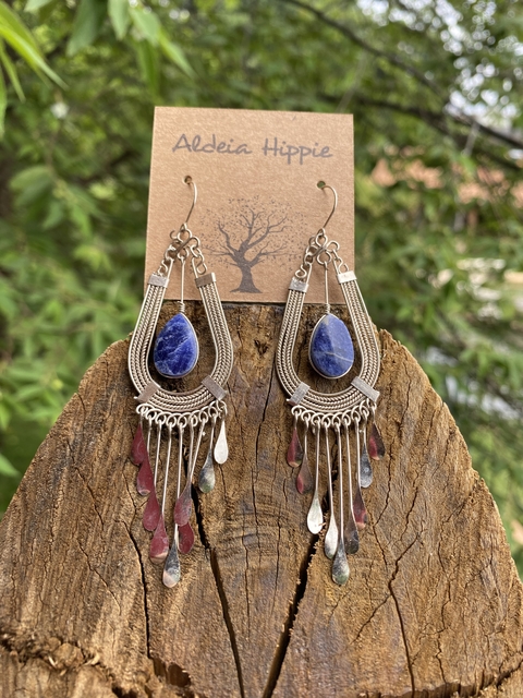 Brincos quartzo azul