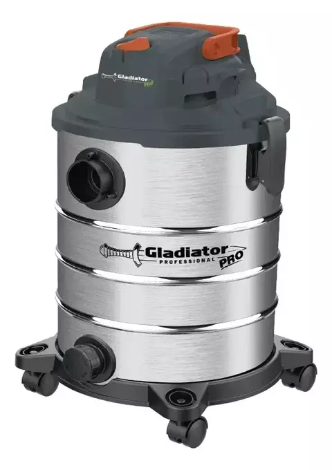 Aspiradora seco húmedo Gladiator profesional de 30 litros y 1200 watts con cuerpo metálico y ruedas negras