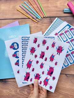 Adesivo Escolar Monster Azul - New Print