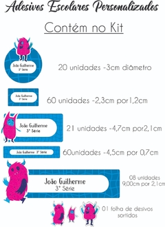 Adesivo Escolar Monster Azul - loja online