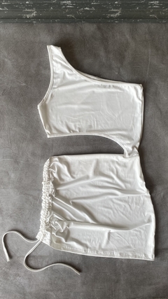 Vestido microfibra frunce cutout - tienda online