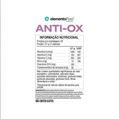ANTI-OX 60 CAPSULAS - ELEMENTO PURO - loja do atleta
