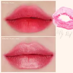 LABIAL EN POLVO Y CREMA CABOODLE KISSES WILDLY RED KARA BEAUTY - Lunaglowshop.cl