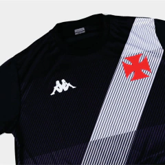 Camisa Vasco da Gama Supporter Diagonal Kappa Masculina - Preto - Use Meu Caldeirão