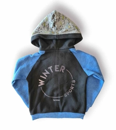 CAMPERA MONTAÑA NEGRA Y AZUL - Caricias