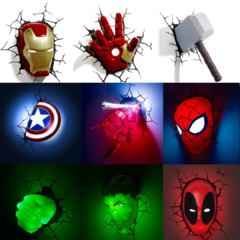 Lâmpada de led 3D de parede da marvel