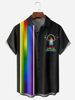 Camisa pride unissex poliéster com spandex, abertura frontal com gola.